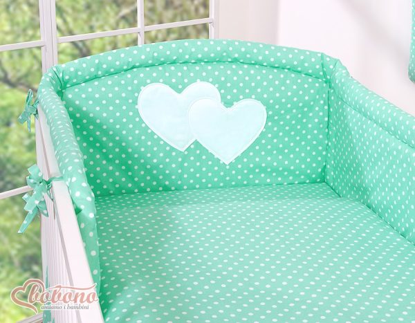 Bedding set 3-pcs Hanging Hearts white dots on mint - Image 2