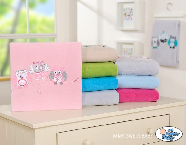 Polar fleece blanket - Owls Bigi Zibi & Adele- grey - Image 3