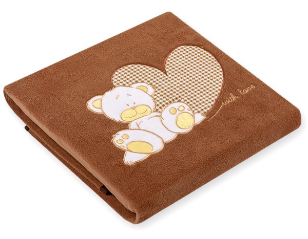 Polar fleece blanket for babies - Milo- Teddy Bear with Heart brown - Image 2