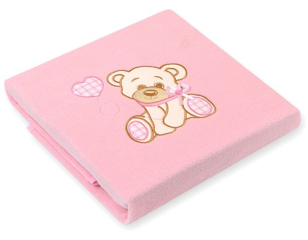 Polar fleece blanket for babies - Bear with bow pink - Image 2