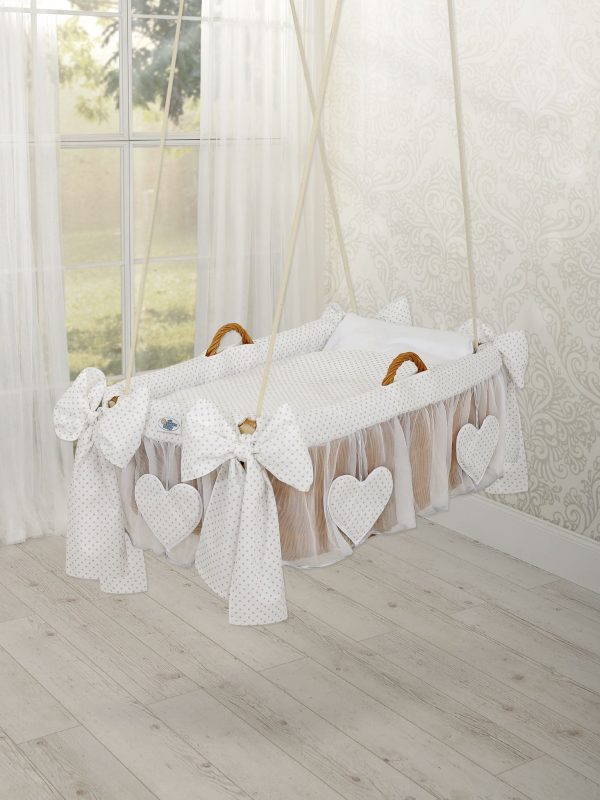 Moses Basket Hanging crib - Grey dots - Image 2