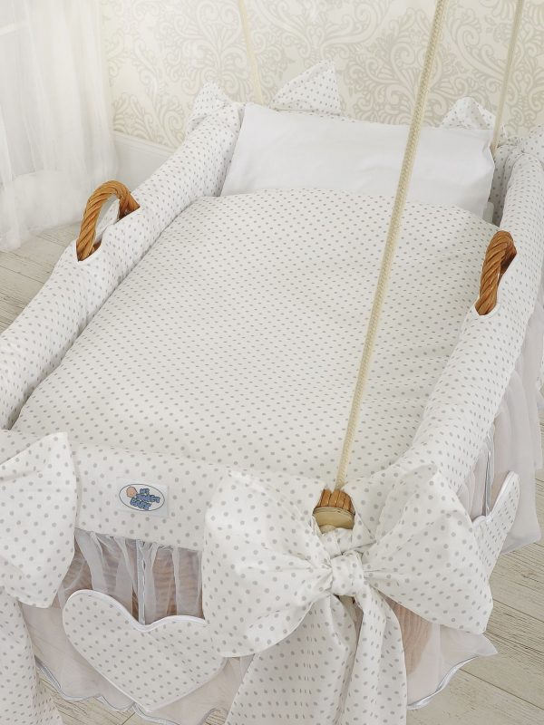 Moses Basket Hanging crib - Grey dots - Image 3