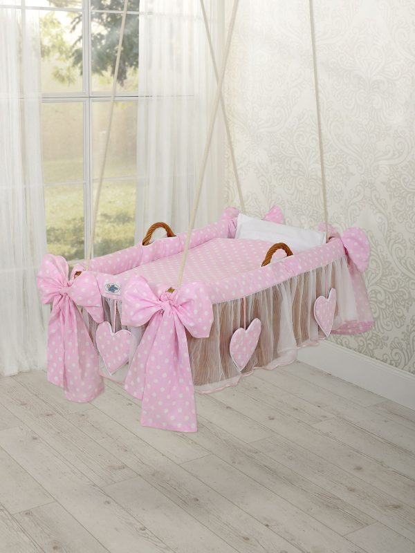 Moses Basket Hanging crib - Pink dots - Image 2