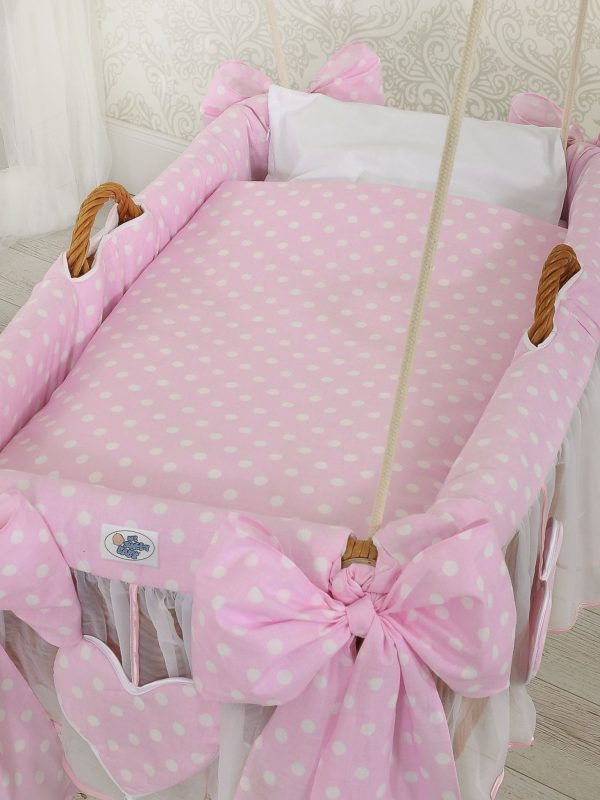 Moses Basket Hanging crib - Pink dots - Image 3