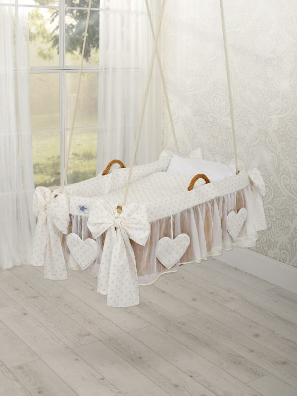 Moses Basket Hanging crib - Gold stars - Image 2