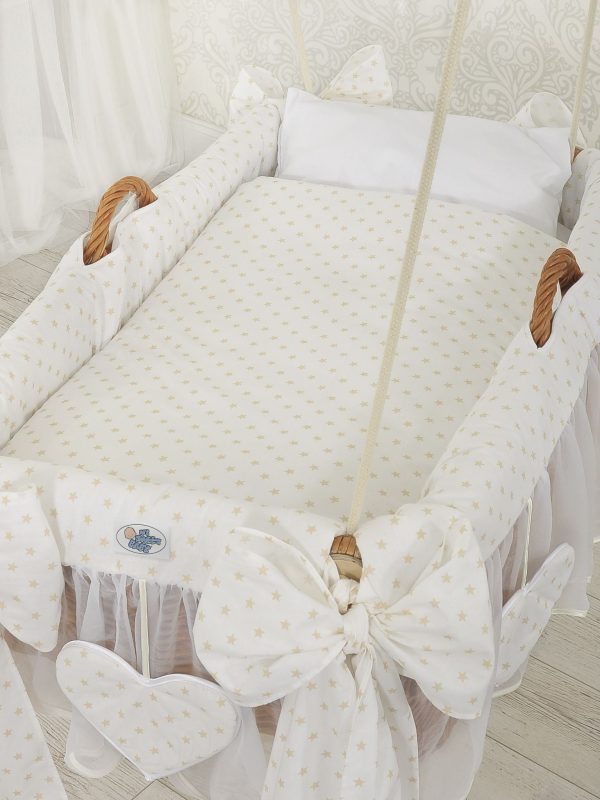 Moses Basket Hanging crib - Gold stars - Image 3