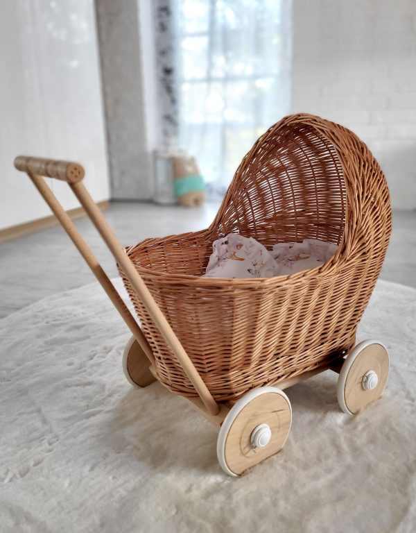 Wicker doll pushchair - natural - Image 7