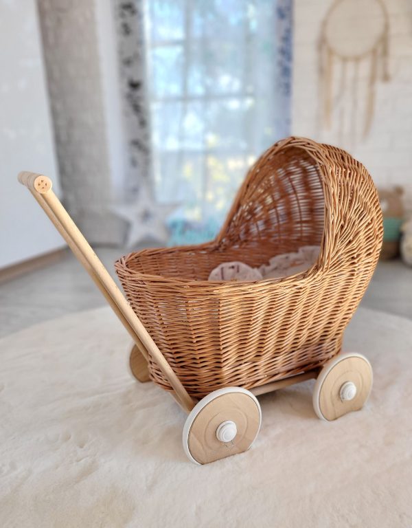 Wicker doll pushchair - natural - Image 6