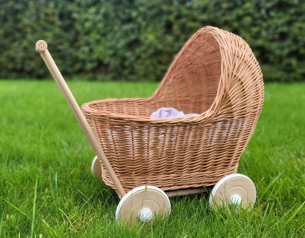 Wicker doll pushchair - natural - Image 3