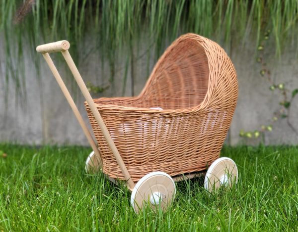 Wicker doll pushchair - natural - Image 4