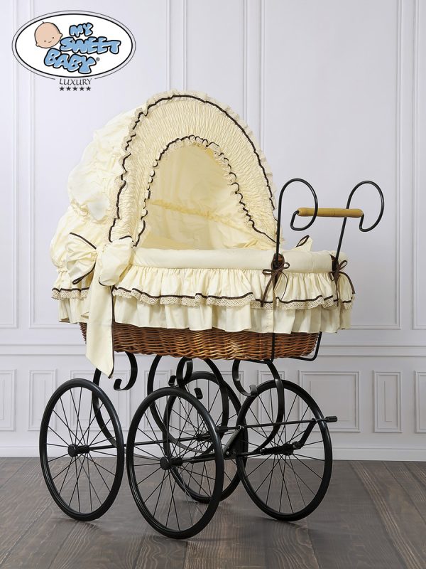 Moses Basket/Retro wicker crib Emma - Cream - Image 4