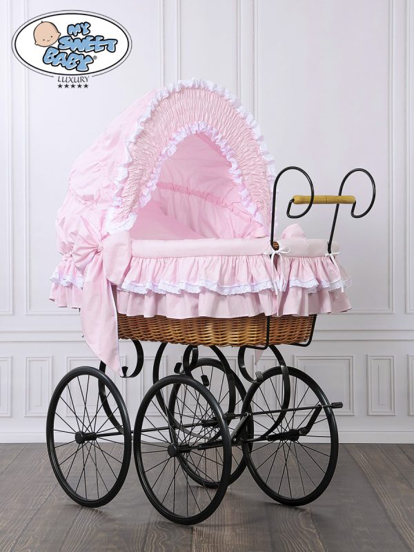 Moses Basket/Retro wicker crib Victoria - Pink - Image 6