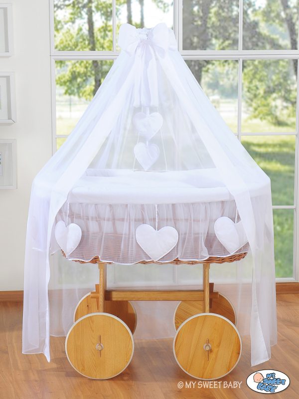 Moses Basket/Wicker drape crib Deluxe- Amelie white