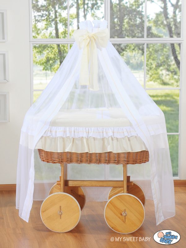 Moses Baskket/Wicker drape crib Deluxe- Bellamy cream