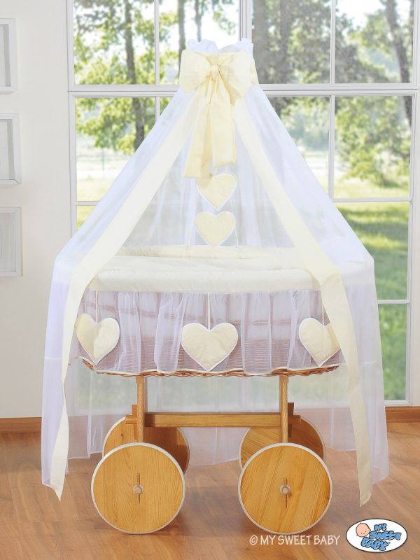 Moses Basket/Wicker drape crib Deluxe- Amelie cream