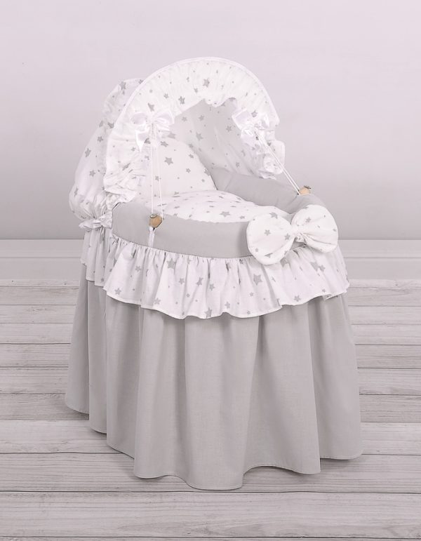 Wicker crib for doll - Moses basket for dolls with hood - szary - Image 2