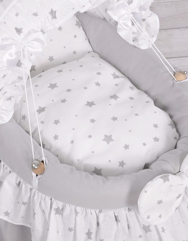 Wicker crib for doll - Moses basket for dolls with hood - szary - Image 4
