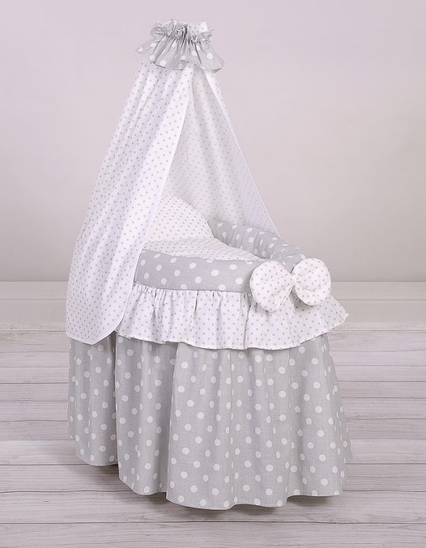 Wicker crib for doll - Moses basket for dolls with drape - grey - Image 2