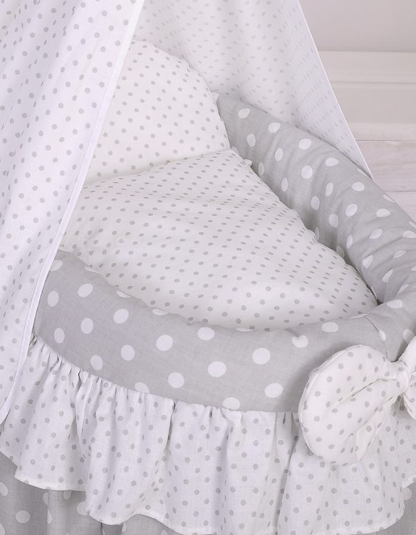 Wicker crib for doll - Moses basket for dolls with drape - grey - Image 4