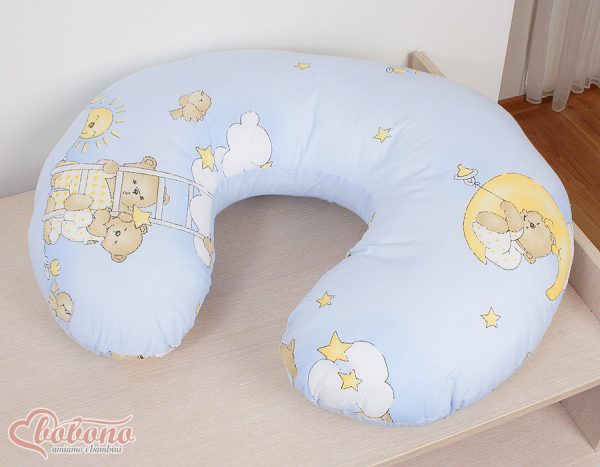 Breastfeeding Pillow Nursing Croissant Pillow, removable, Hands-Free Feeding- blue teddy bears - Image 5