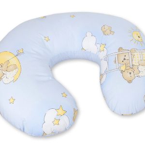 Breastfeeding Pillow Nursing Croissant Pillow, removable, Hands-Free Feeding- blue teddy bears