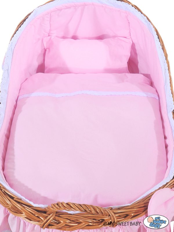 Moses Basket Wicker hood crib Carina- Pink - Image 4