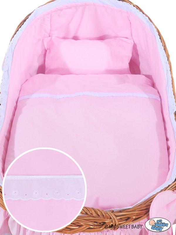 Moses Basket Wicker hood crib Carina- Pink - Image 5