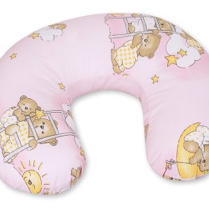 Breastfeeding Pillow Nursing Croissant Pillow, removable, Hands-Free Feeding- bear pink