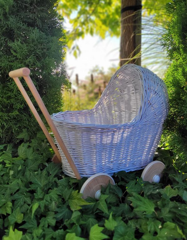 Wicker doll pushchair - blue - Image 7