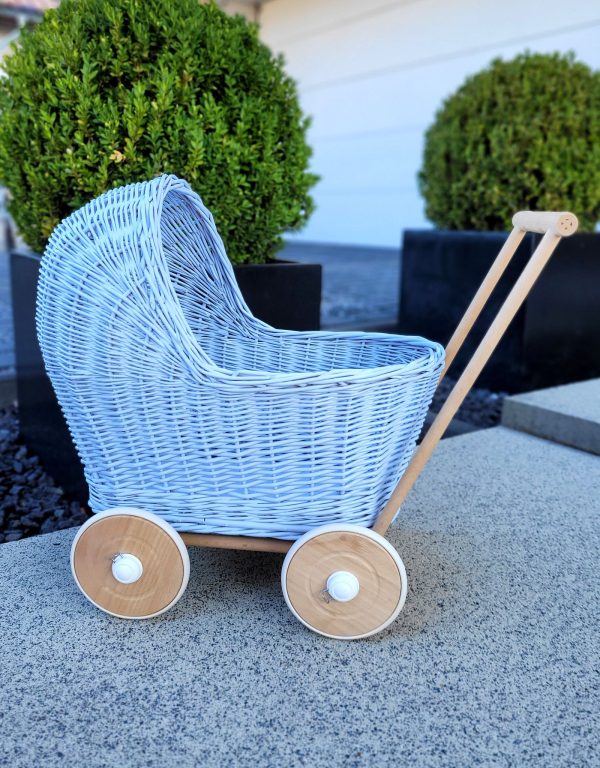 Wicker doll pushchair - blue - Image 8