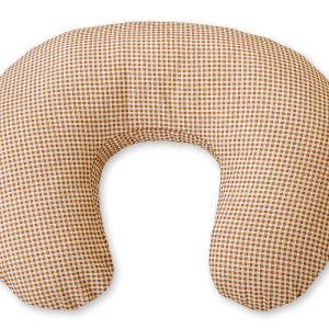 Breastfeeding Pillow Nursing Croissant Pillow, removable, Hands-Free Feeding - brown checkered