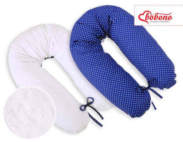 Pregnancy pillow- double-sided- Navy blue with white polka - Image 2