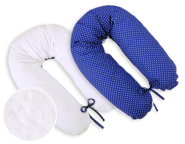 Pregnancy pillow- double-sided- Navy blue with white polka