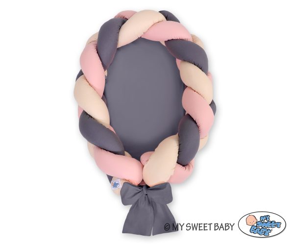Braided baby nest 2 in 1 - beige-pastel pink-anthracite - Image 2