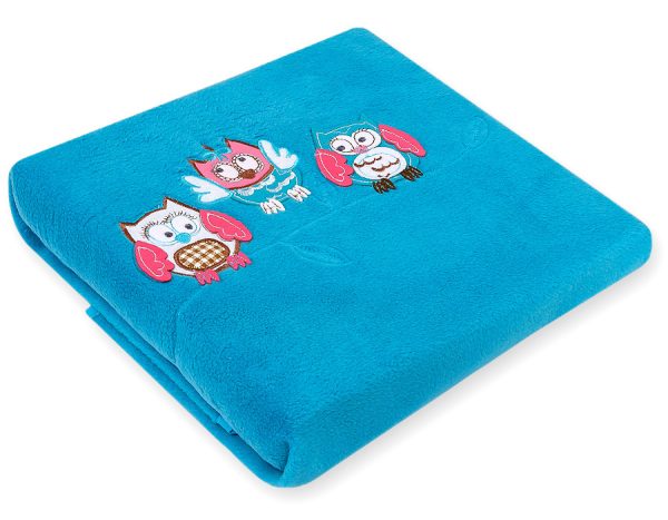Polar fleece blanket for babies - Owls Bigi Zibi & Adele- turquoise - Image 2
