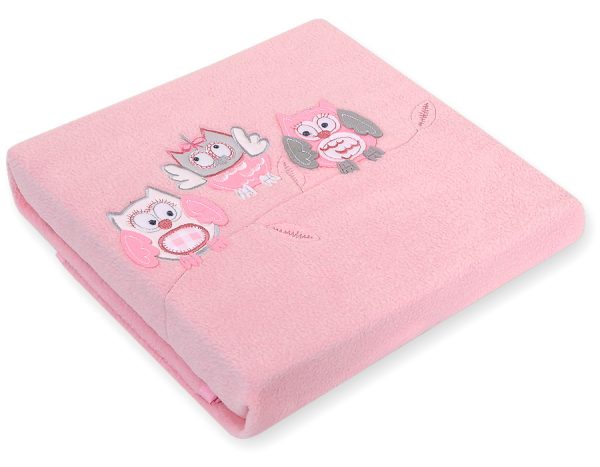 Polar fleece blanket for babies  - Owls Bigi Zibi & Adele- bright pink - Image 3
