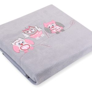 Polar fleece blanket - Owls Bigi Zibi & Adele- grey