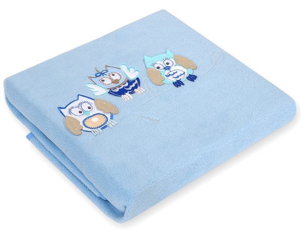 Polar fleece blanket for babies - Owls Bigi Zibi & Adele- bright blue - Image 2