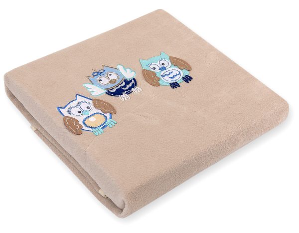 Polar fleece blanket for babies - Owls Bigi Zibi & Adele- beige - Image 2