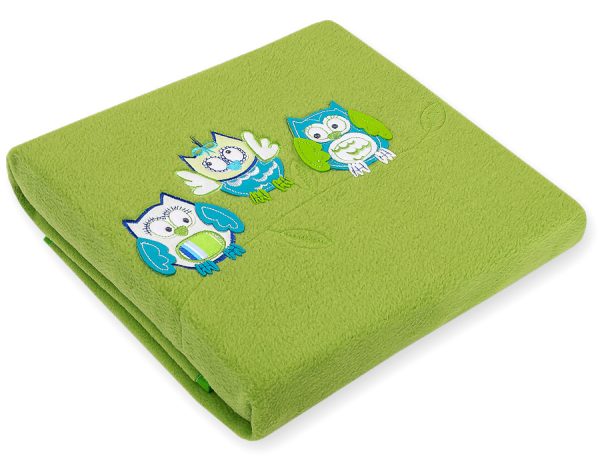 Polar fleece blanket - Owls Bigi Zibi & Adele- green - Image 3