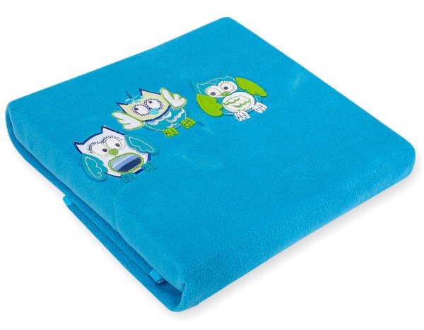 Polar fleece blanket for babies - Owls Bigi Zibi & Adele- turquoise - Image 2