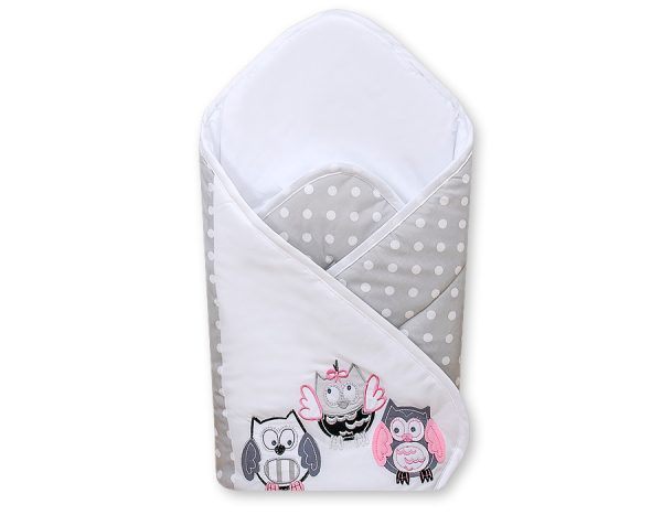 Baby nest with stiffenig- Owls Bigi Zibi & Adele grey-pink