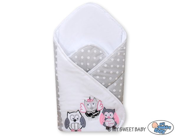 Baby nest with stiffenig- Owls Bigi Zibi & Adele grey-pink - Image 2