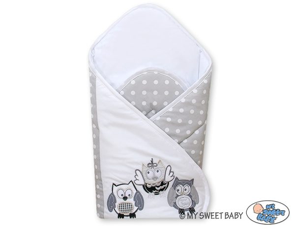Baby nest with stiffenig- Owls Bigi Zibi & Adele grey-black - Image 3
