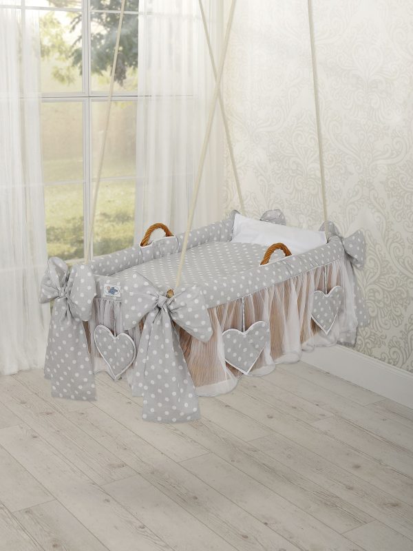 Moses Basket Hanging crib - Grey dots - Image 2