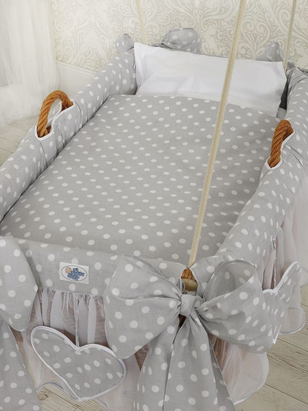 Moses Basket Hanging crib - Grey dots - Image 3