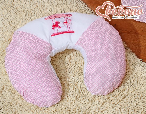 Breastfeeding Pillow Nursing Croissant Pillow, removable, Hands-Free Feeding- carousel pink - Image 4