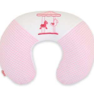 Breastfeeding Pillow Nursing Croissant Pillow, removable, Hands-Free Feeding- carousel pink