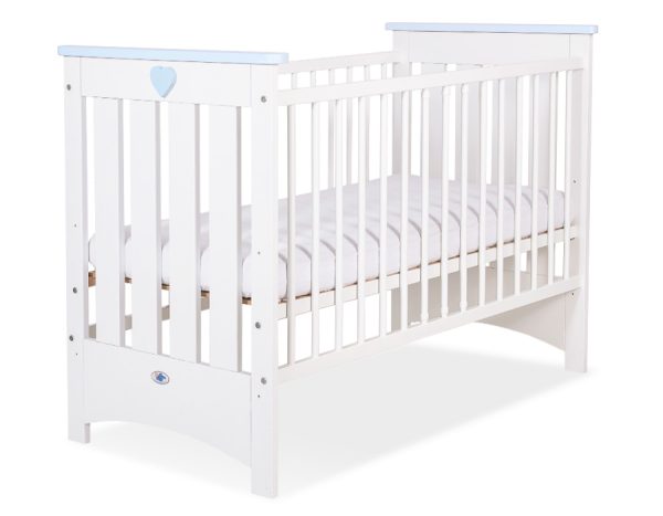 Wooden baby cot120x60cm Lorenzo III white-blue, with teething rail - Image 2