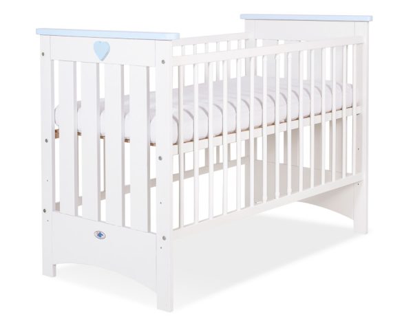 Wooden baby cot120x60cm Lorenzo III white-blue, with teething rail - Image 3